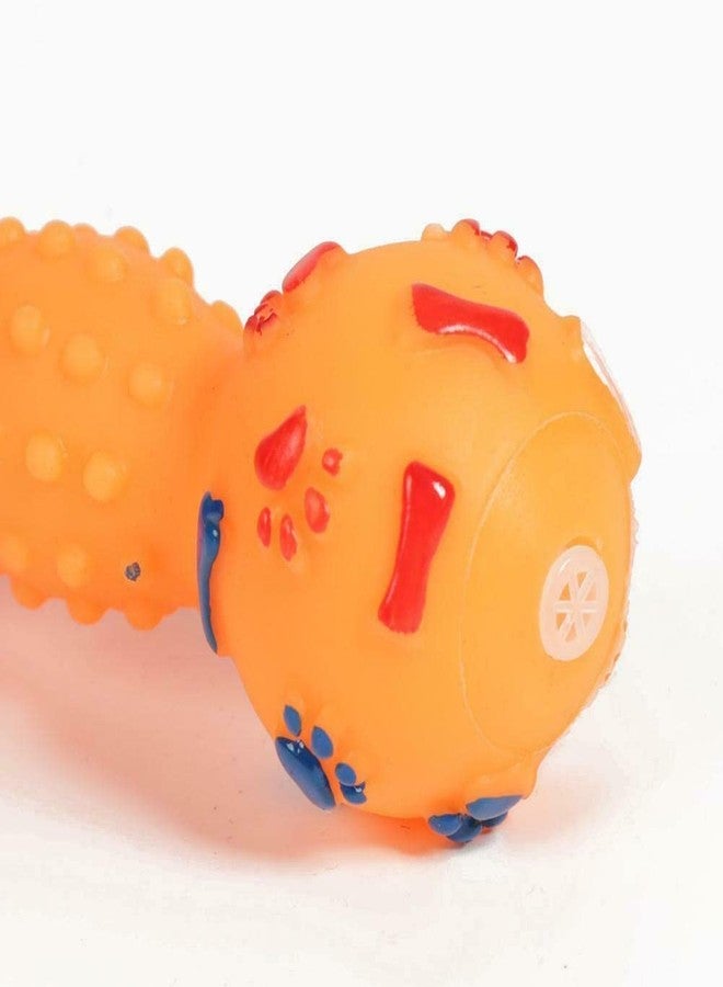 Pet Believe Colorful Squeaky Paw Print Rubber Non Toxic Sound & Chew Dumbell Toy for Puppies & Small Dogs (Color May Vary) - Image 3